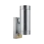 Nordlux Tin Applique Murale Métal et Verre Gris Up & Down - Extérieur | 76mm - IP54 - Détecteur de Mouvement et de Lumière - Convient pour 2x GU10