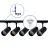 Bright Choice Complete Set 1-Fase Rail L 1 x 1,5 Meter Zwart | incl. 5x Spot + GU10 2700K 3W Dimbaar + Eindkap, Voedingsconnector en L -Verbindingsstuk